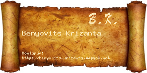 Benyovits Krizanta névjegykártya